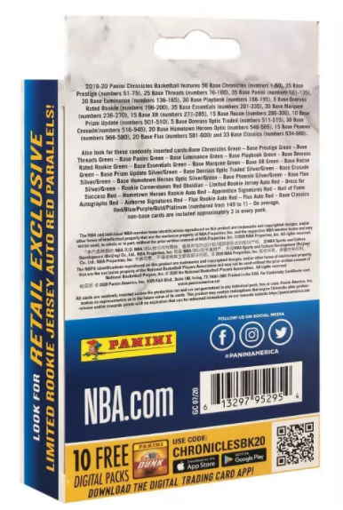 2019-20 Panini Chronicles Basketball Factory Sealed Hanger Box