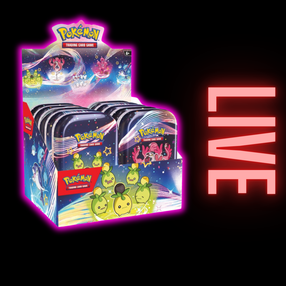Pokemon Scarlet and Violet 4.5 Paldean Fates Mini Tin Display (LIVE)